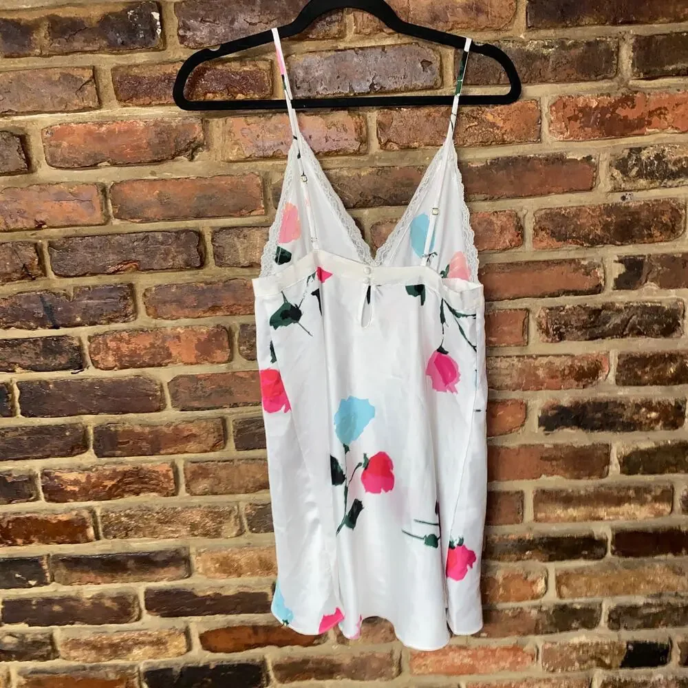 Kate Spade White Floral Slip Dress Sleepwear Nightgown Women's Size Medium